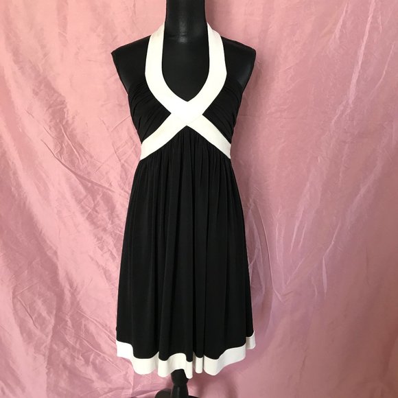 Maggy London Dresses & Skirts - Maggy London Halter-Style Dress – Black & Ivory – So Chic! – Sz 4